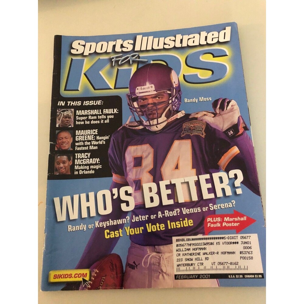 Randy Moss Cover Sports Illustrated For Kids February 2001